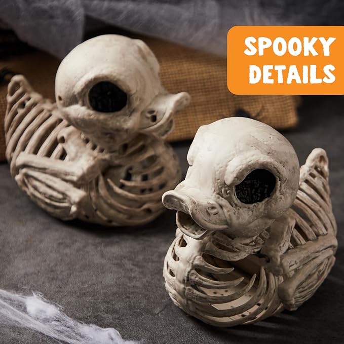 2-Piece 4.5-Inch Duck Skeleton Halloween Decorations Plastic Bone Props For Graveyard, Yard And Party Decor photo 5