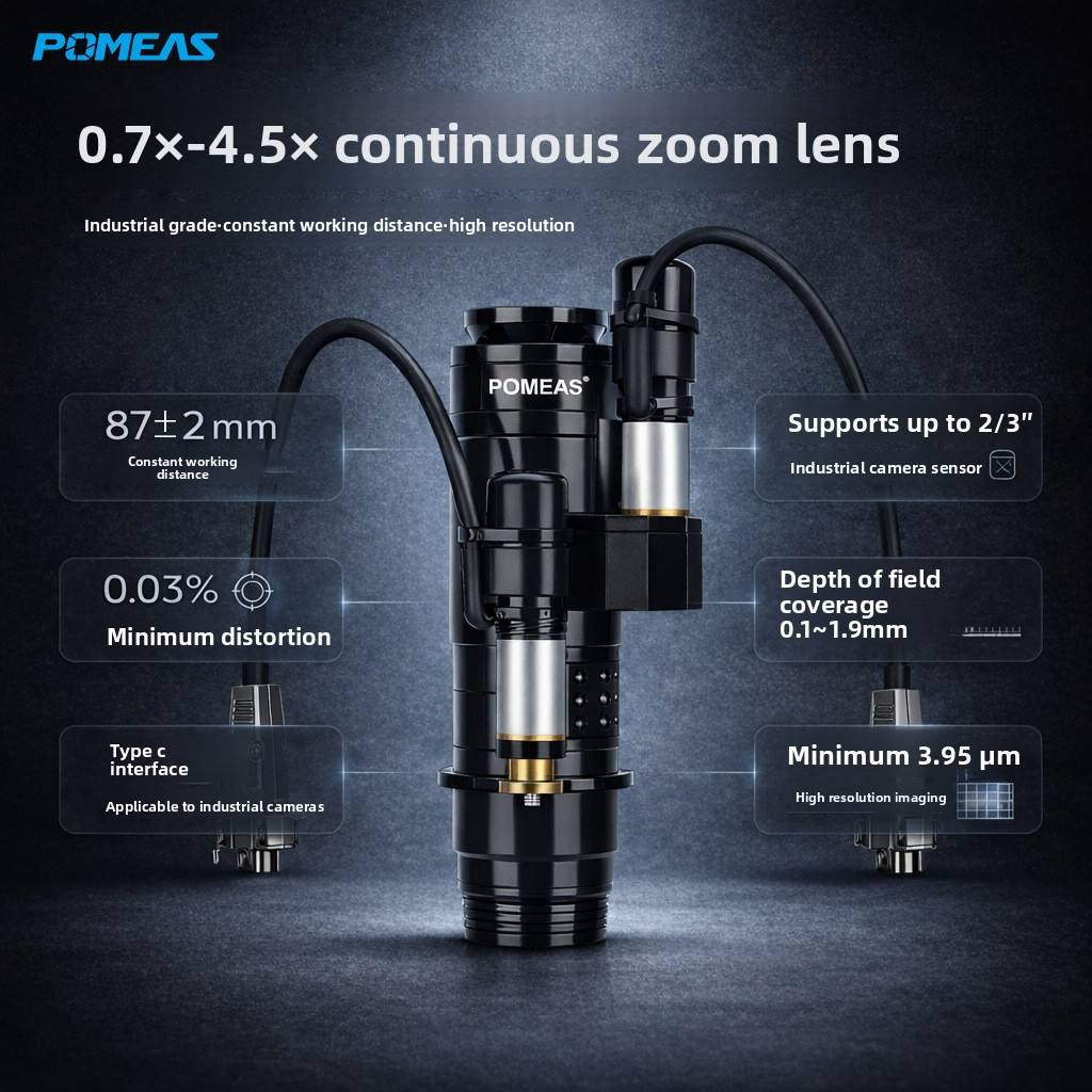 0.7X-4.5X Motorized Continuous Zoom Lens C-Mount 2   3 Inch 3.95um Low Distortion Machine Vision Industrial Camera Lens photo 5