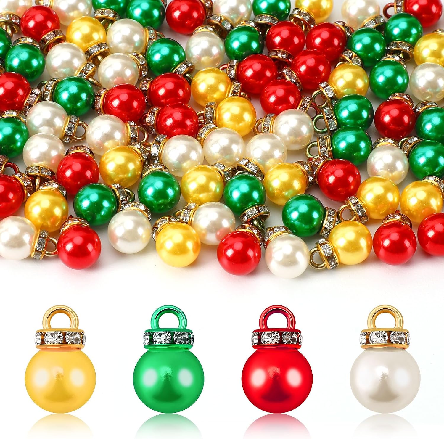Christmas Mini Ornaments 90 Units, Multicolor Faux Pearl Decorations For Christmas Tree, Holiday Crafts And Home Decor photo 1