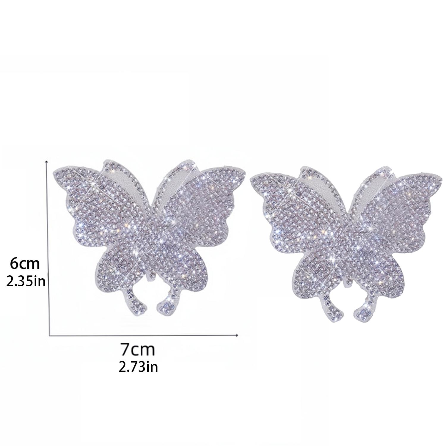 2-piece Car Interior Kit With Shiny Butterfly Net Rhinestone Stickers And 1-piece Bling Self-adhesive Car Decals photo 1