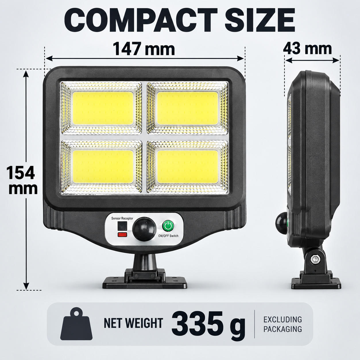 Solar Powered Rechargeable Motion Sensor COB LED Work Light 1500mAh For Auto W781 4 1x photo 6
