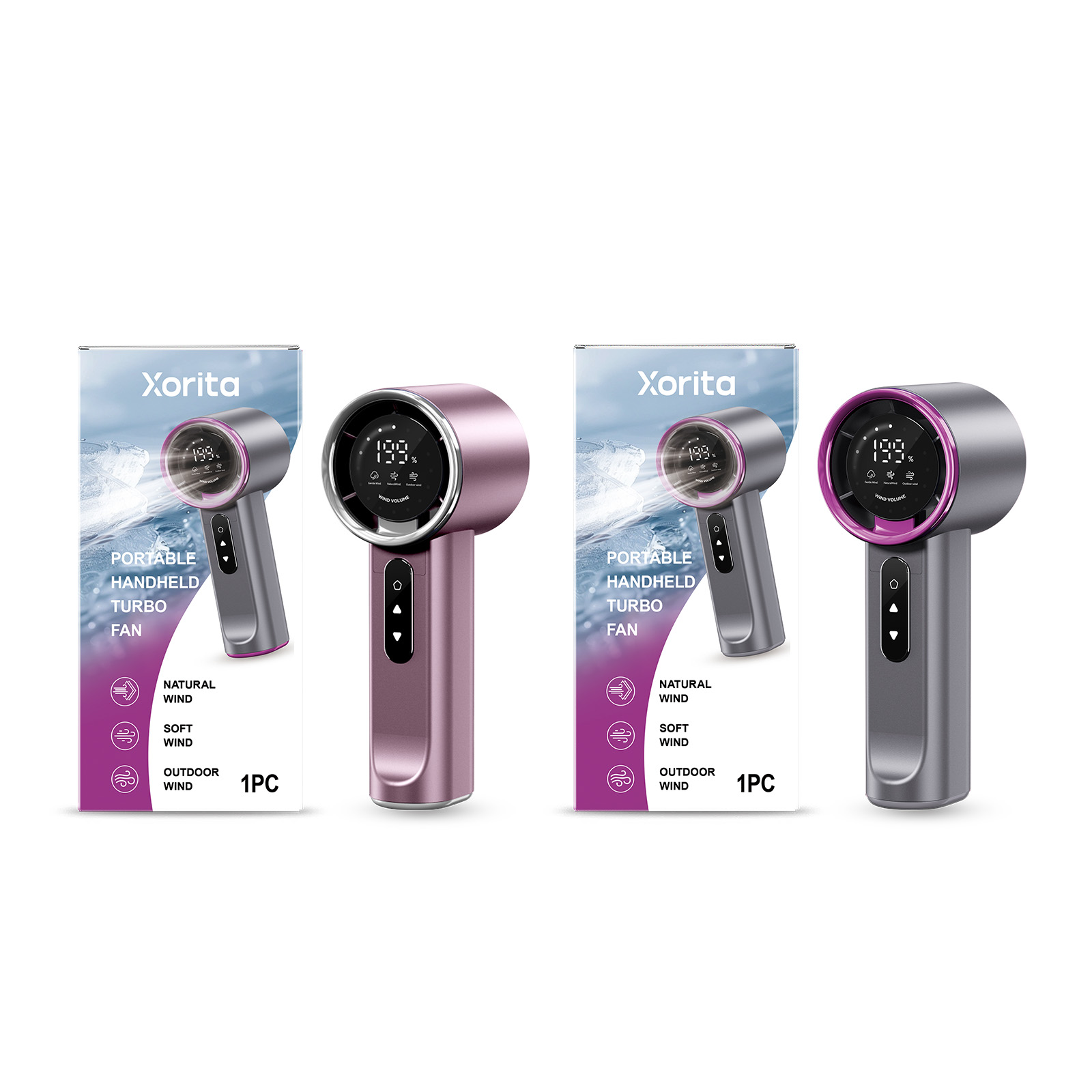High-speed Handheld Fan Gray-purple photo 5