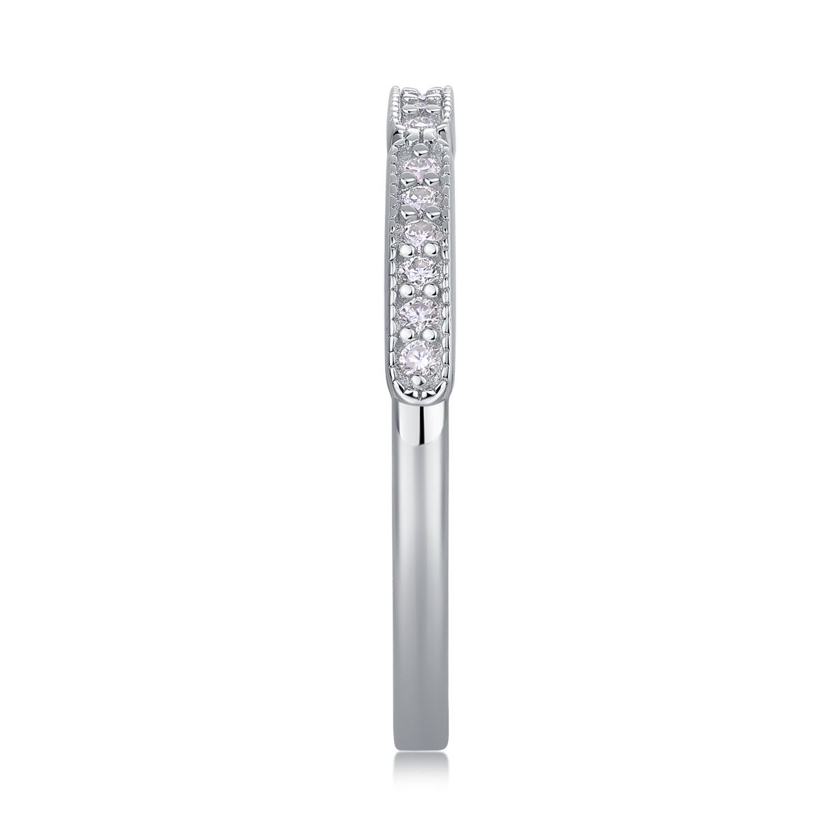 S925 Silver 3.4g Platinum Plated Moissanite Ring, 2.0mm 30pcs D VVS1 Micro Pave Band, GRA Certified US 5-9 photo 3