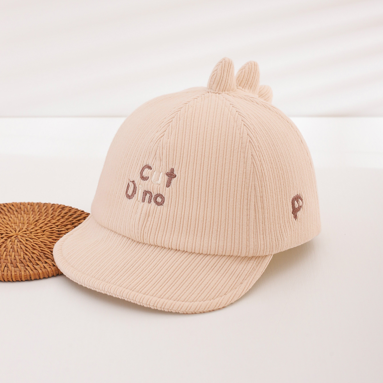 Boys And Girls' Corduroy Striped Embroidered Letter Cartoon Baseball Cap With A Top Band Suitable For Daily Outdoor Outings photo 5