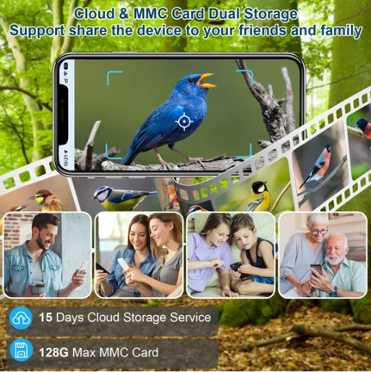 Smart Bird Feeder With Solar Powered Camera 1080P HD AI Identify PIR Motion Auto Capture Video Cloud Card Storage WiFi Connection App Control IP65 Waterproof photo 6