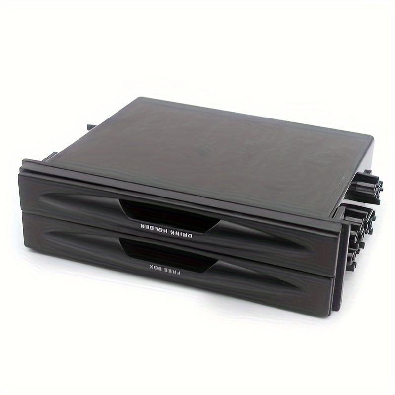 Single Din Radio Pocket, 2 In 1 Car Radio Storage Box Multi Purpose ABS Universal 1DIN 2 Layer Black Cup Holder photo 1