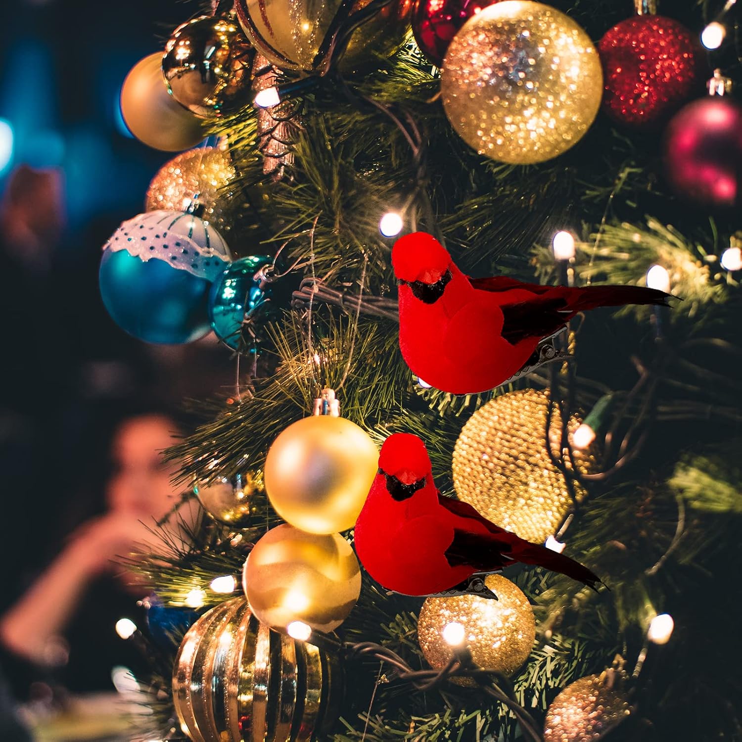 12-Piece Red Cardinal Clip-On Christmas Tree Ornaments With Feather Design 2.8-Inch Holiday Decorations photo 4