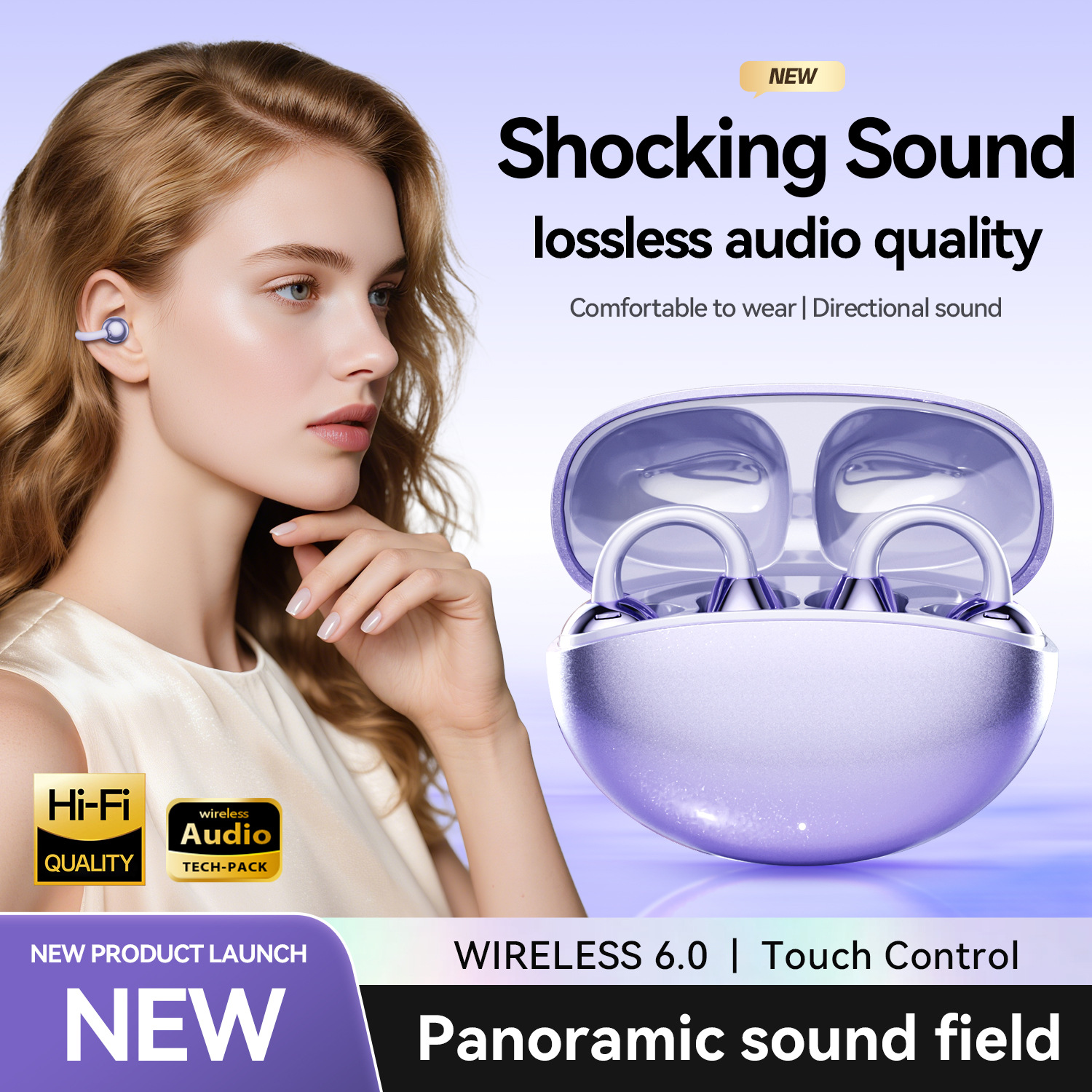 2025 New GL8 Cross Border Selected Private Model Earphones High Beauty Earclip Type Wireless Bluetooth Earphones photo 4