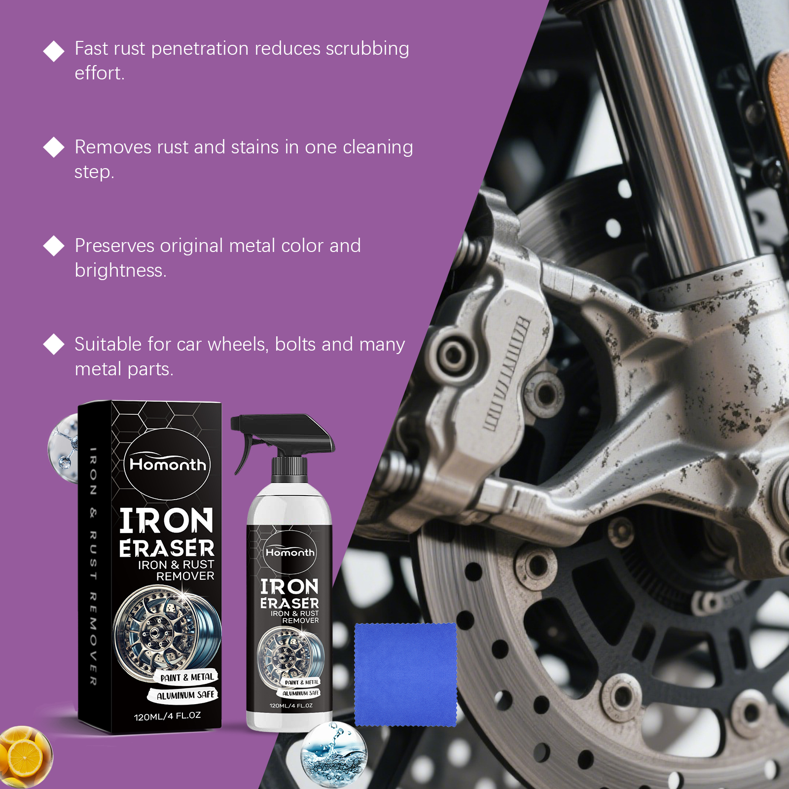 Car Rust Cleaner, Effective Rust Removal Protective Coating Gentle Metal Decontamination photo 3