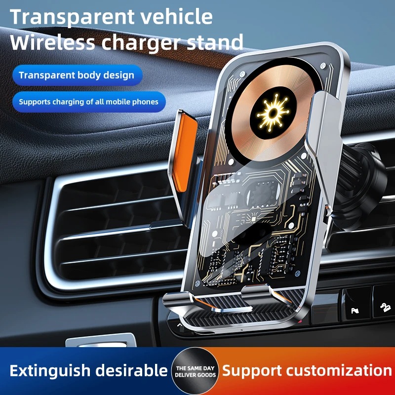 Universal Car Mount With Wireless Charging Function For Mobile Phones, Transparent Air Vent Mount For Vehicle Navigation And Smartphones photo 2