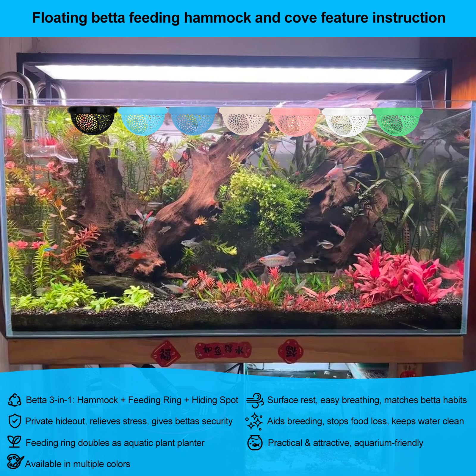 2pcs White Floating Betta Fish Hammock Bed,Beta Hide Cave And Resting Spot,Fish Tank Accessories Decor Toy,Betta Fish Feeding Ring For Aquarium,Shrimp Betta Log Bed-1pcs Big And 1pcs Small photo 8