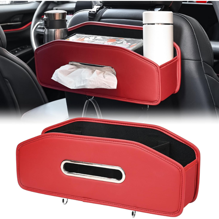 Car Seat Back Organizer With 2 Drink Cup Holder,Car Tissue Holder And Storage Box Hook, 3 In 1 Multifunctional Storage For Food Drink Phone, Travel Accessories photo 1