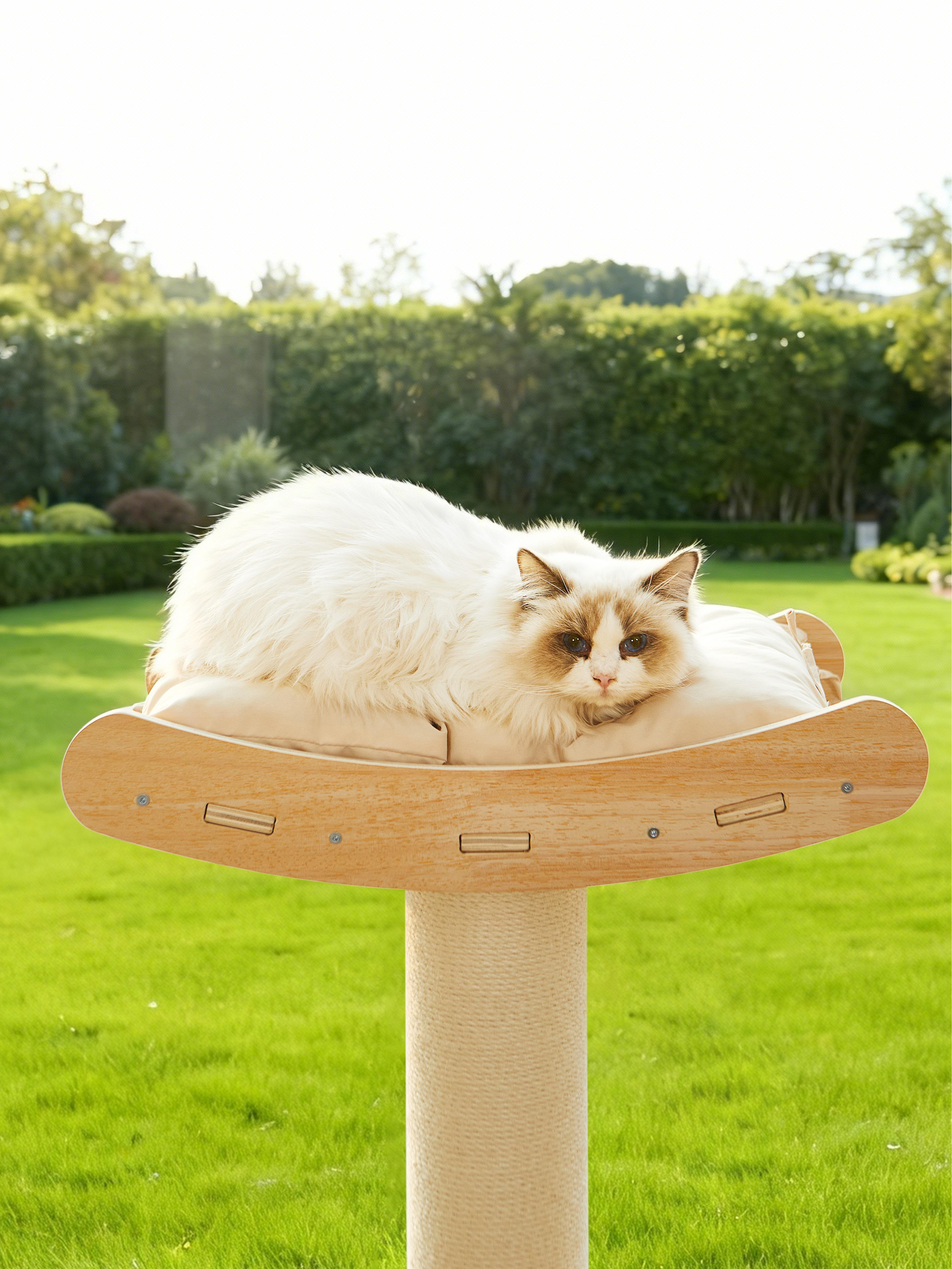 Half Cat Tree Tower-3-Tier Hemp Scratching Post, Perches & Sturdy Activity Center Suction Cup photo 1