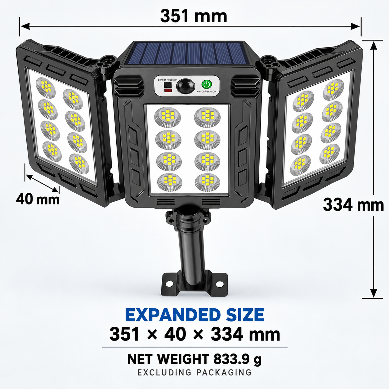Solar Powered Rechargeable Motion Sensor LED Work Light 3000mAh For Auto W785 8 Battery Street photo 4