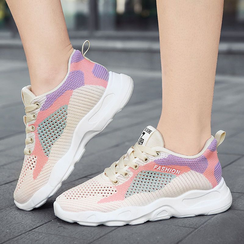 Casual Colorblock Lace-up Sneakers Women Versatile Breathable Lightweight Walking Running Shoes photo 2