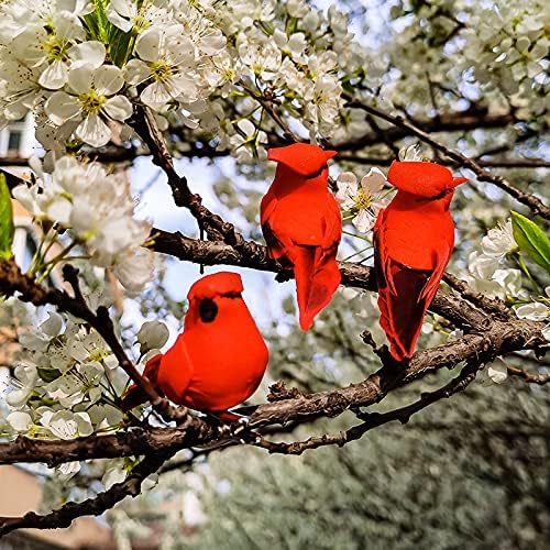 12-Piece Red Cardinal Clip-On Christmas Tree Ornaments With Feather Design 2.8-Inch Holiday Decorations photo 3