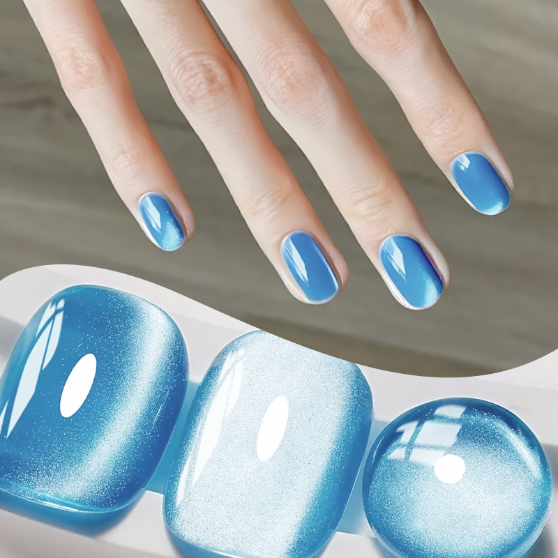 MS RAINBOW AURORA CAT EYE GEL 01 12ML Lake Blue Shimmer Crystal Cat Eye UV Nail Gel Easy Magnetic Attraction DIY Manicure For Students Daily Nails photo 8