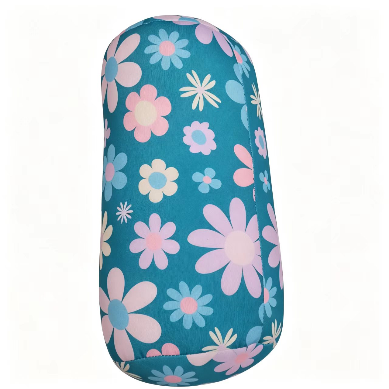 Foam Beads Bolster Pillow Teal Pastel Flower Cylinder Neck Roll Cushion Soft Stuffed Pillow For Girls Room photo 2