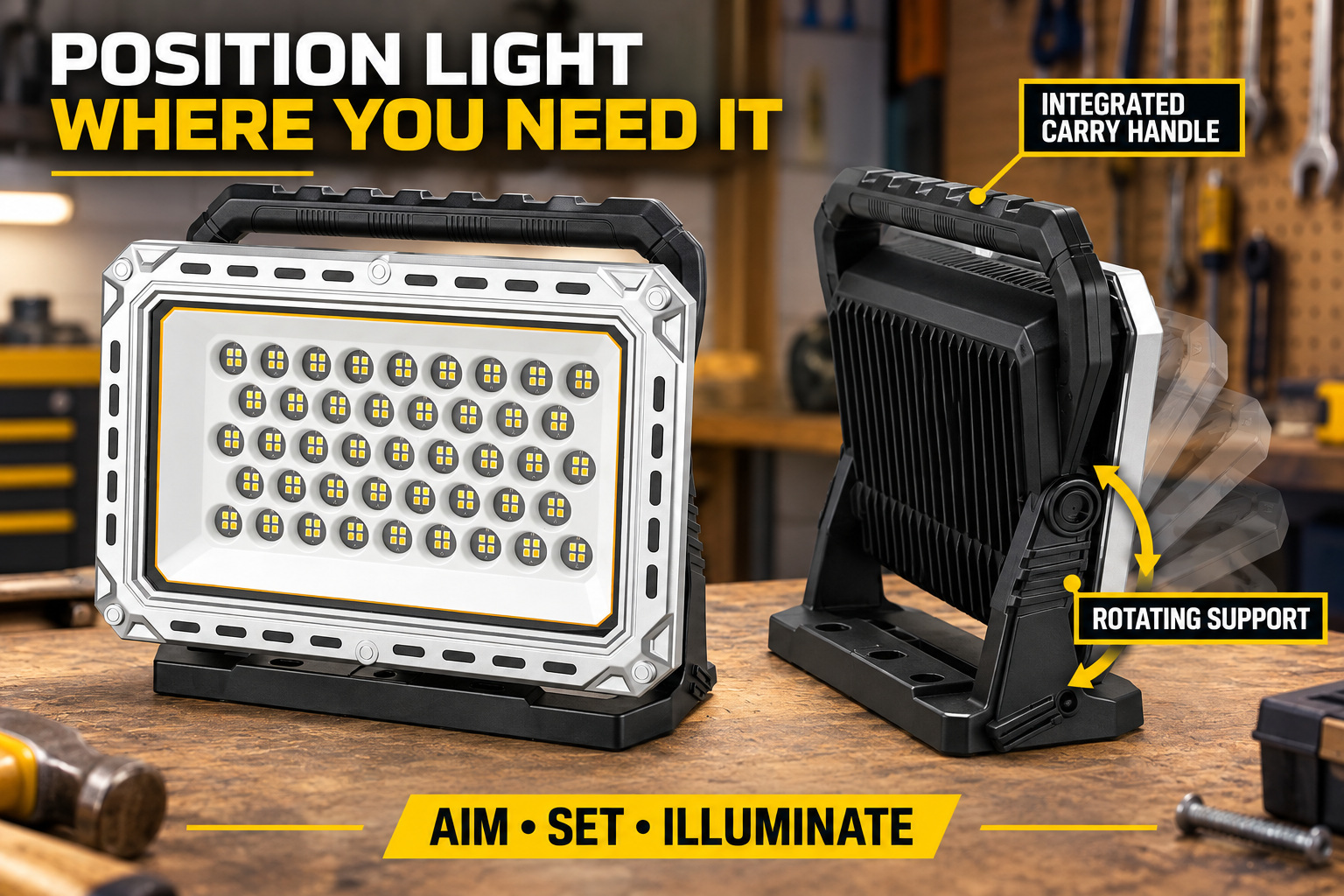 Rechargeable Battery Display Type C LED Work Light For W8141 5 2500LM SMD 2835 Flood photo 2