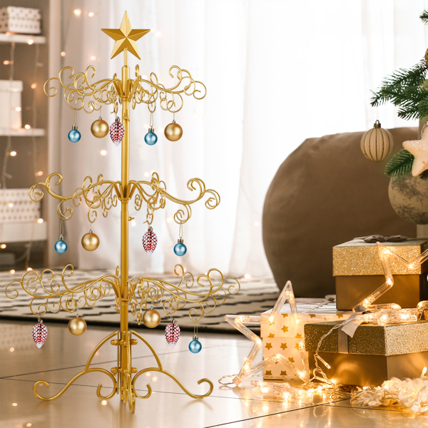 3ft Wrought Iron Christmas Tree, Metal Ornament Display Tree Stand For For Holiday Party Home Decor, Indoor & Outdoor Decor Hanger, Gold photo 5