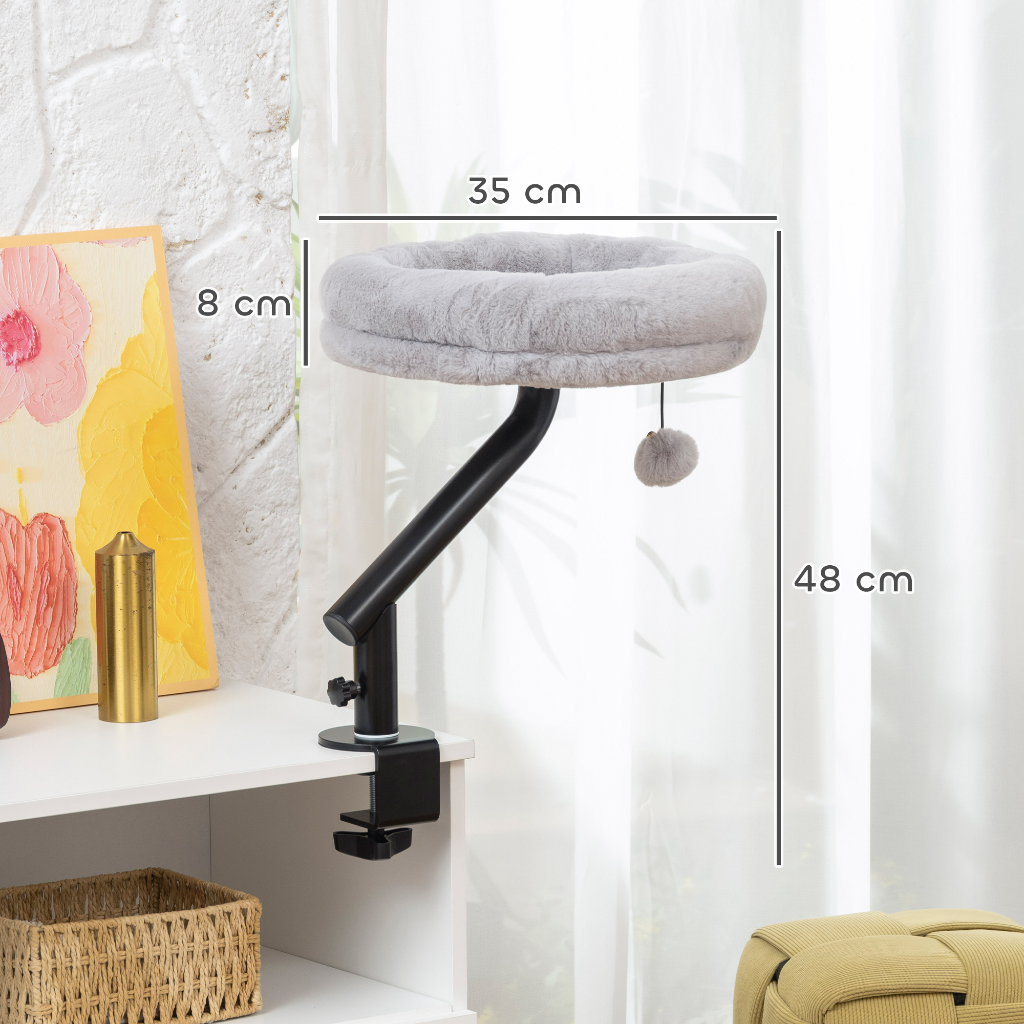 Cat Desk Bed, Cat Hammock 360degrees Rotatable Adjustable For Window, Table, Work, Grey photo 7