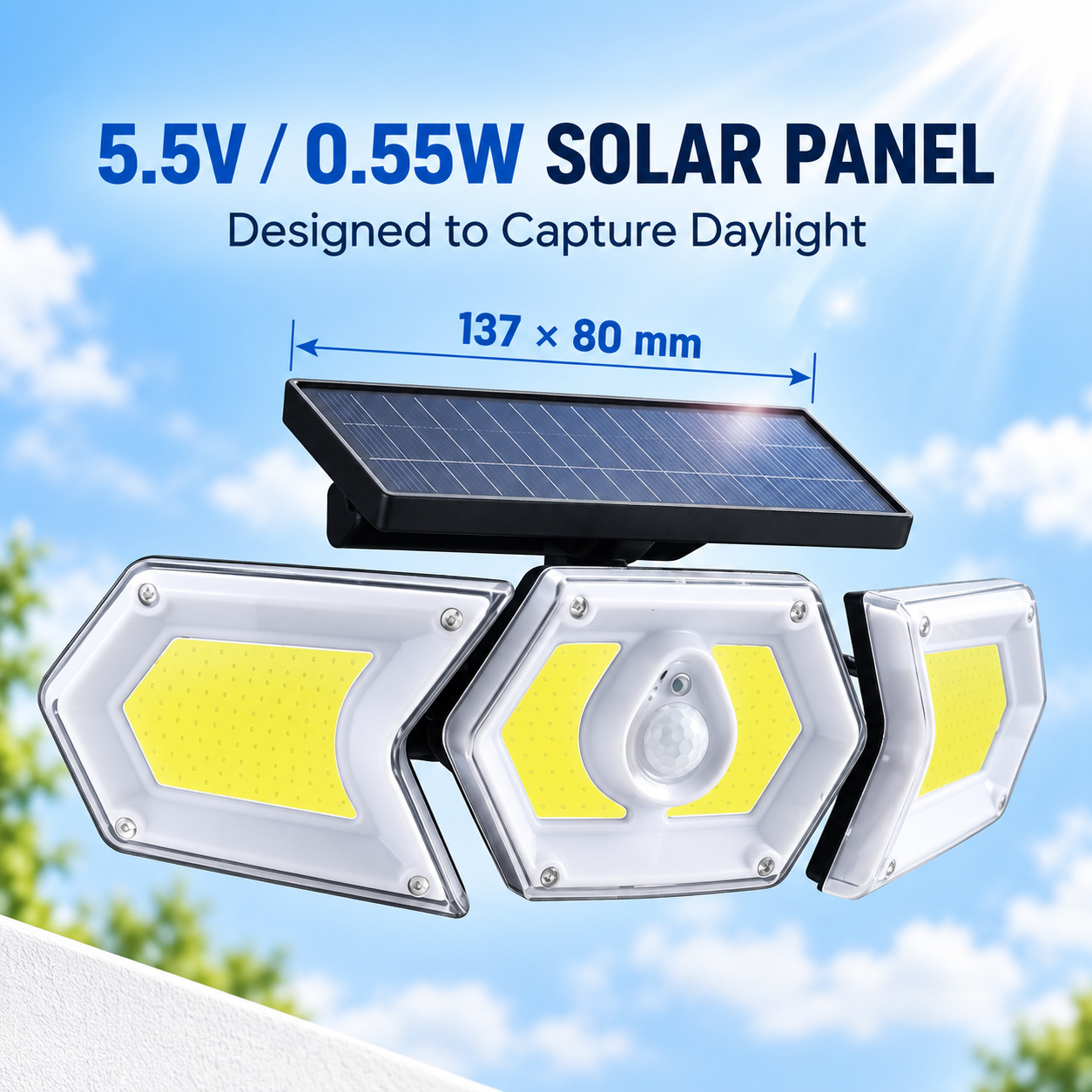 Solar Powered Rechargeable Motion Sensor COB LED Work Light 1200mAh For Auto W774B Battery Street photo 3