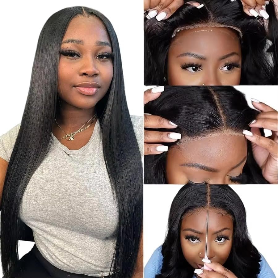 4x6 Pre-cut Lace Human Hair Wig Straight Texture, Natural Color, Density photo 3