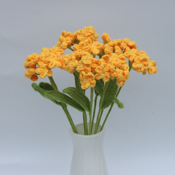Handmade Crochet Forget Me Not Bouquet Finished Yarn Everlasting Flower Artificial Knitted Yarn Flower Valentine's Day Gift photo 6