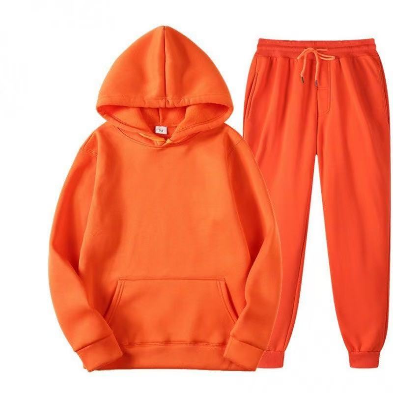2025 New Men Spring Autumn Solid Hoodie 2Pcs Tracksuit Casual Sport Suit photo 3