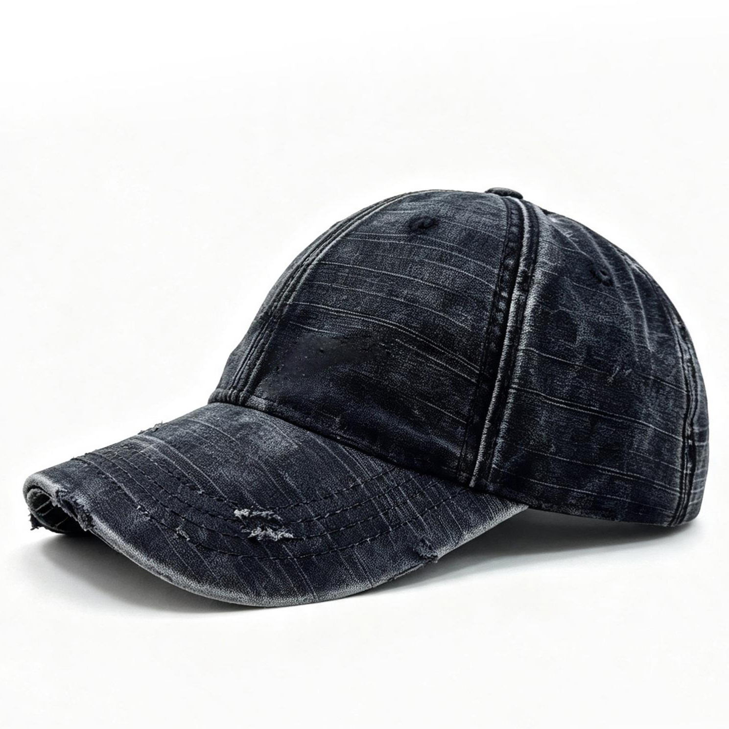 Street Fashion Retro Distressed Denim Holey Baseball Cap With Soft Top And Casual Curved Brim. Perfect For Outdoor Outings photo 1
