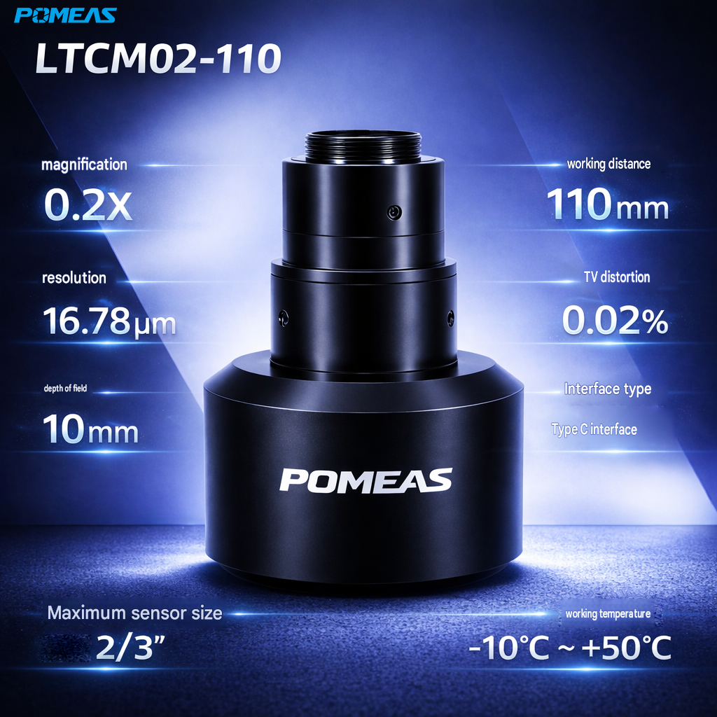 0.2x Telecentric Lens 110mm Working Distance C-Mount 3MP Camera 10mm Depth Field Factory Automation Inspection photo 1