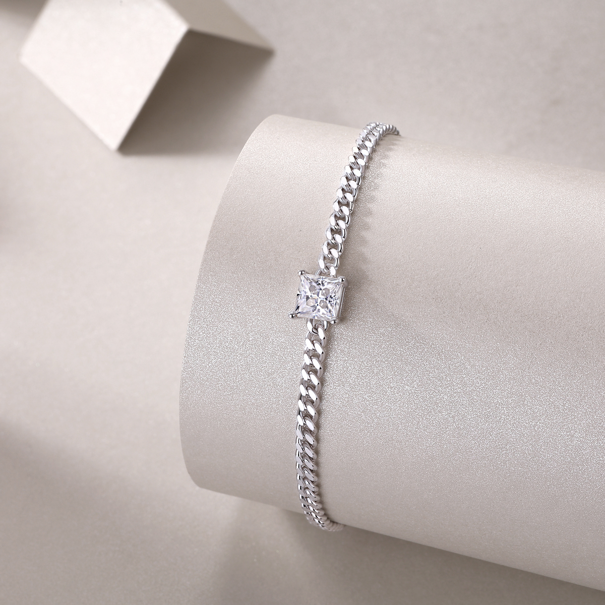 S925 Silver 1ct Princess Cut Moissanite Bracelet, 16&5cm Adjustable, D VVS1 GRA photo 5