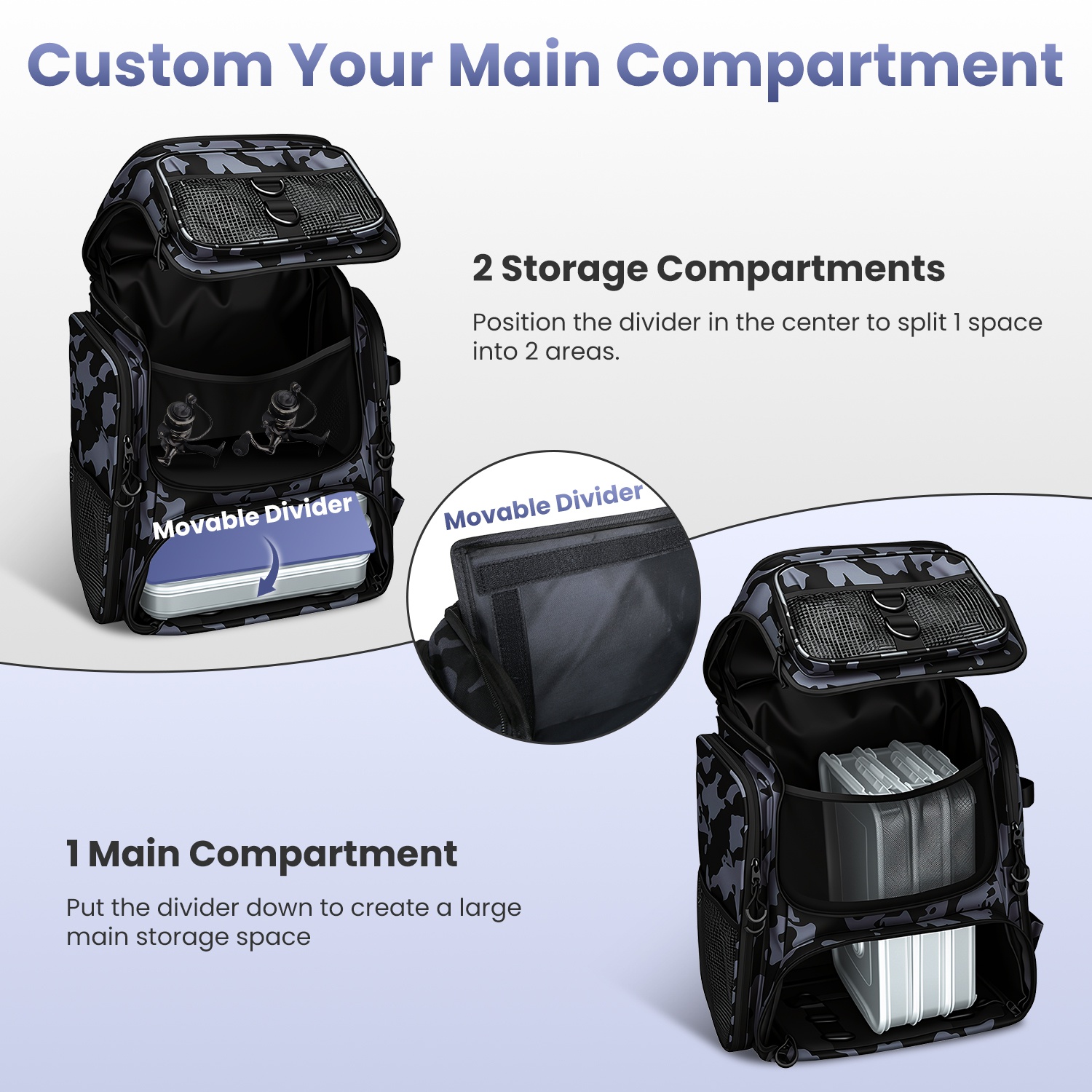 42L 11Gal Fishing Backpack Large Capacity Fishing Tackle Storage Bag With Rod Holders 16 Pocket Water-Resistant With Divider Adjustable Padded Straps For Fishing Gear Outdoor Camping Hiking photo 5