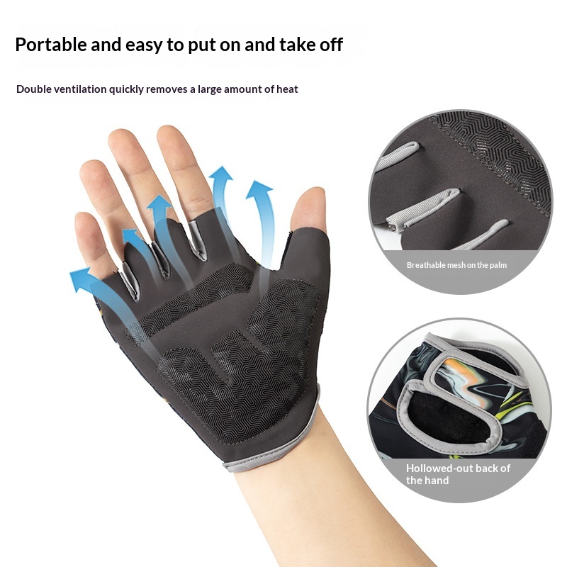 Half-Finger Gloves For Men And Women, Summer Thin Breathable Non-Slip Wear-Resistant Shock-Absorbing For Cycling, Outdoor Fitness, Sports, Anti-Callus Cycling photo 3