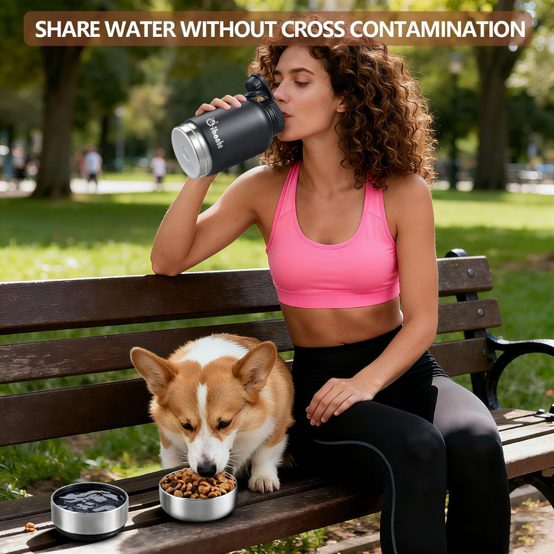 32 Oz Insulated Dog Water Bottle With 2 Bowls, Portable Pet Hydration For Travel photo 5