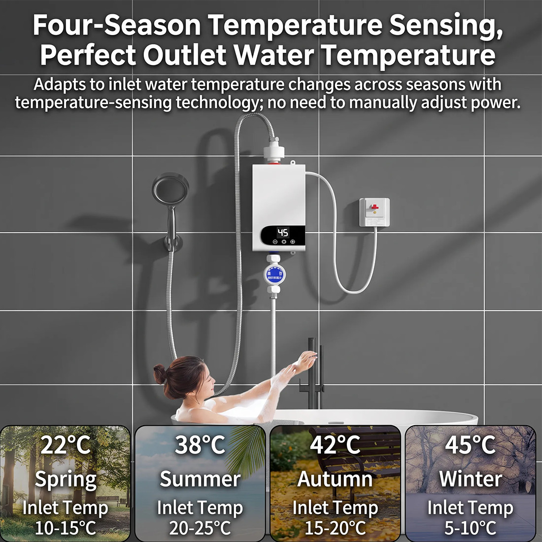 Electric Tankless Instant Hot Water Heater Under Sink Tap Kitchen Bathroom 5500W photo 4