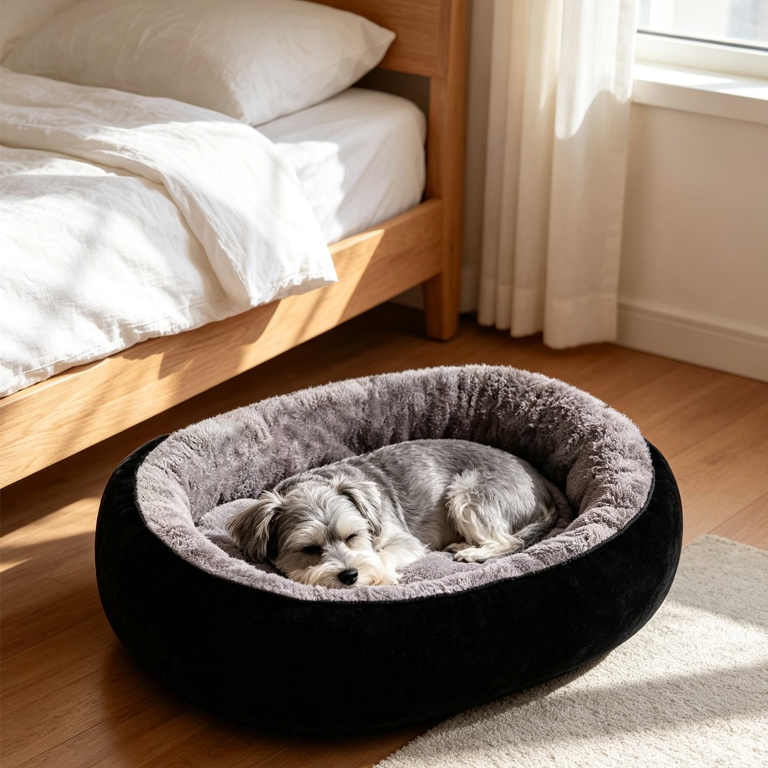 Dog Bed Cat Beds Soft Washable Fleece Puppy Cushion Warm Pet Basket Large Dog UK photo 3