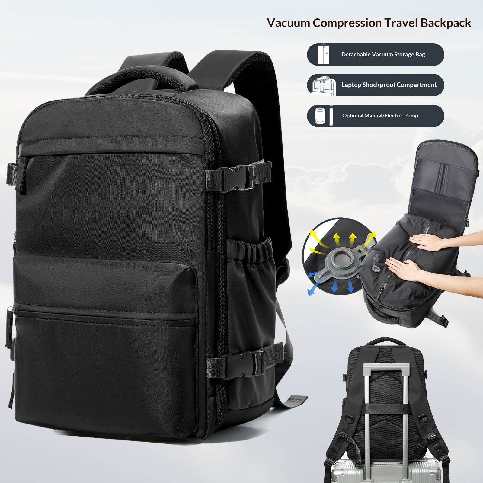 Vacuum Compression Travel Bag, Budget Airline Boarding Bag, 16 Inch Computer Storage, Large Capacity, Lightweight photo 3