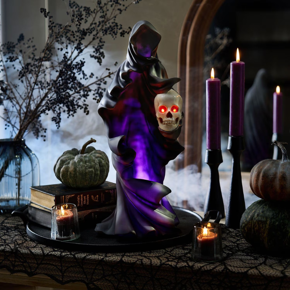 Dark Grey Pre-Lit Phantom Halloween Decoration, 20-Inch LED Ghost Figure, Indoor Halloween Decor photo 1