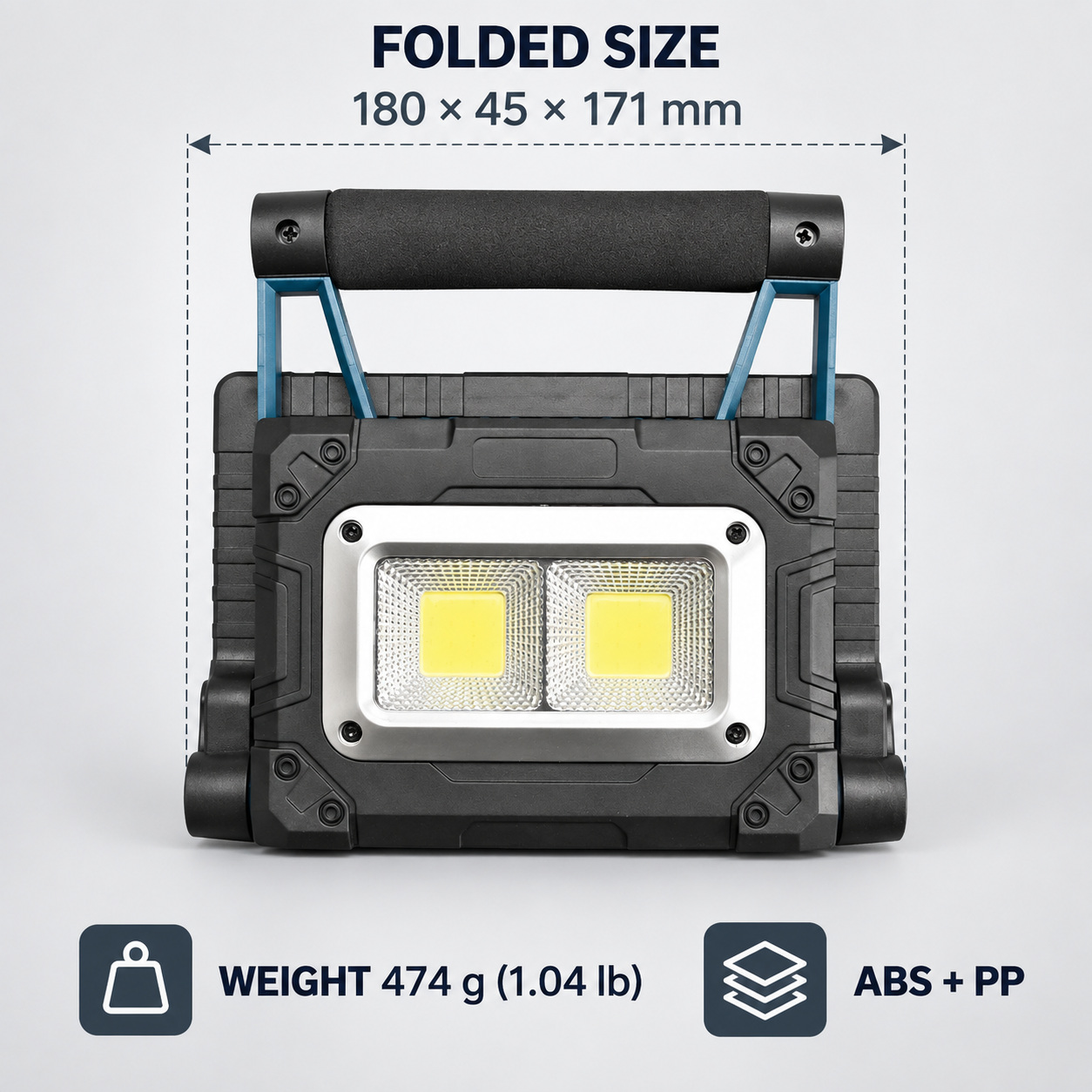 Solar Powered Rechargeable Magnetic Battery Display LED Flood Light W875 2 3600mAh 30W Work Lamp photo 4