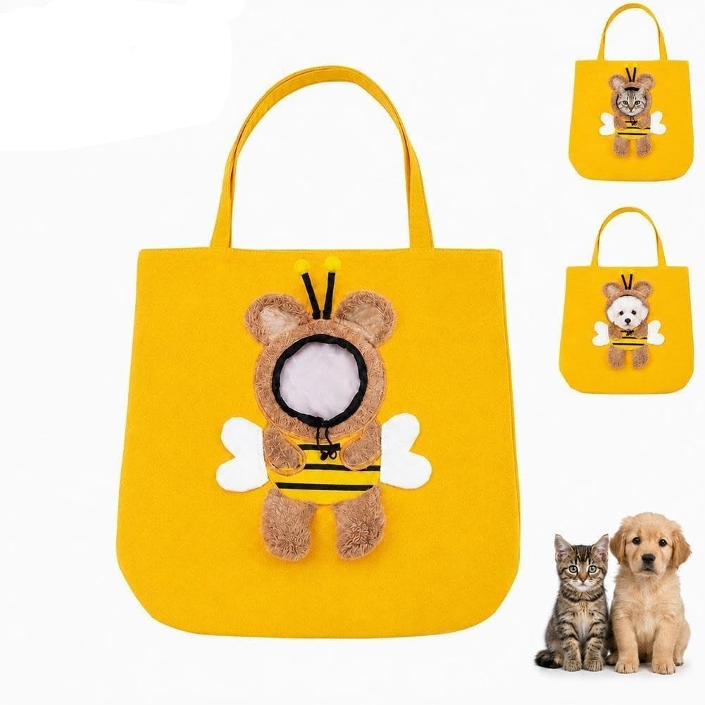 Paw Peek Bag, Breathable Pet Canvas Shoulder Carrier, Cat Dog Tote Colorful Animal Shapes Carrying Bag With Head-Out Design Adjustable Neck Small Dog Cat Carrier For Outdoor Use photo 1