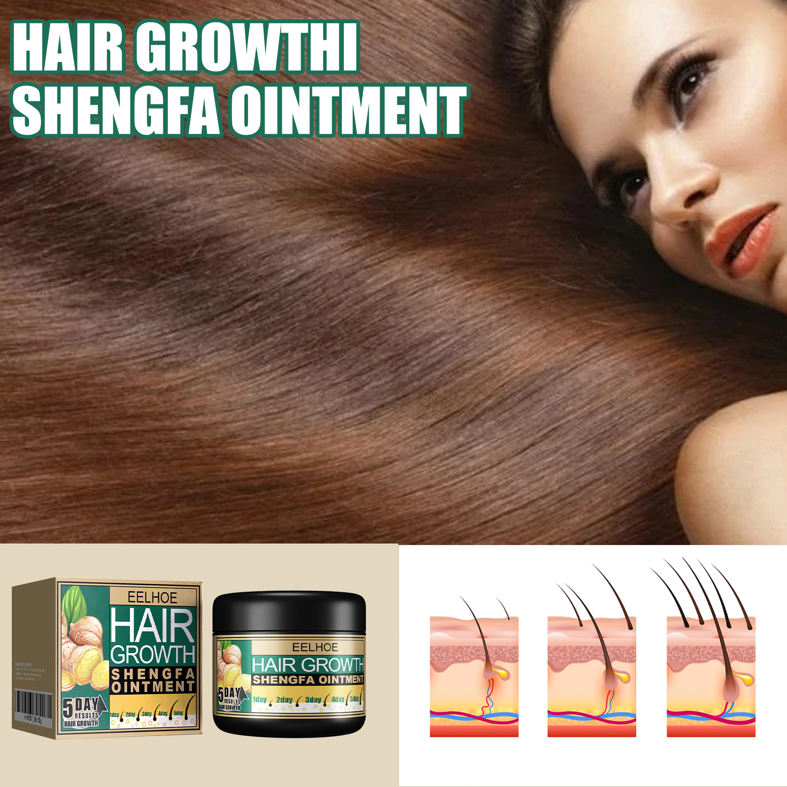 Ginger Hair Growth Ointment, Nourishing Scalp Care Cream For Thinning Hair, Anti Hair Loss Treatment With Ginger Root Extract photo 4