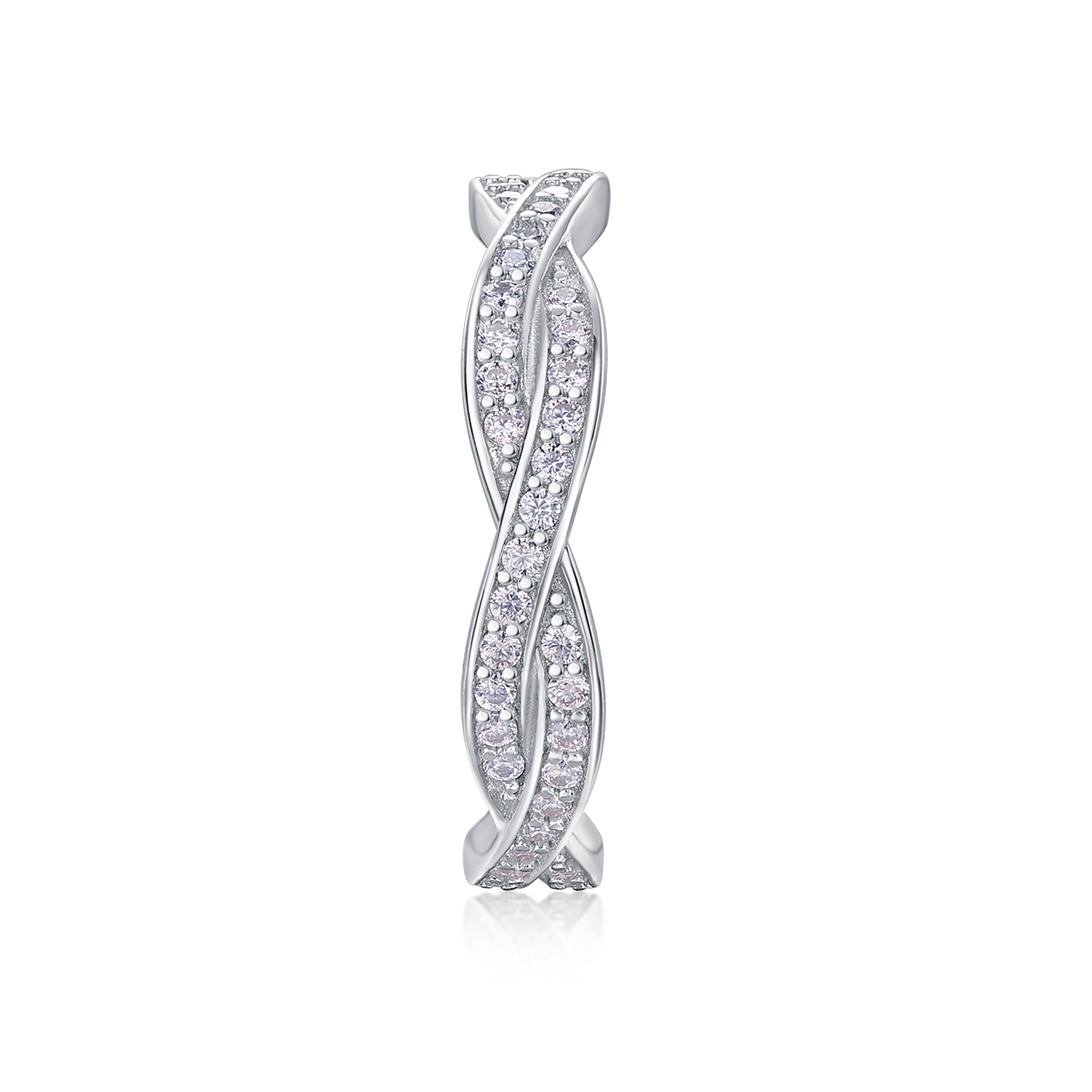 S925 Silver 3.2g Platinum Plated Moissanite Ring, 4.36mm Twisted Pave Band, GRA Certified US 5-9 photo 7