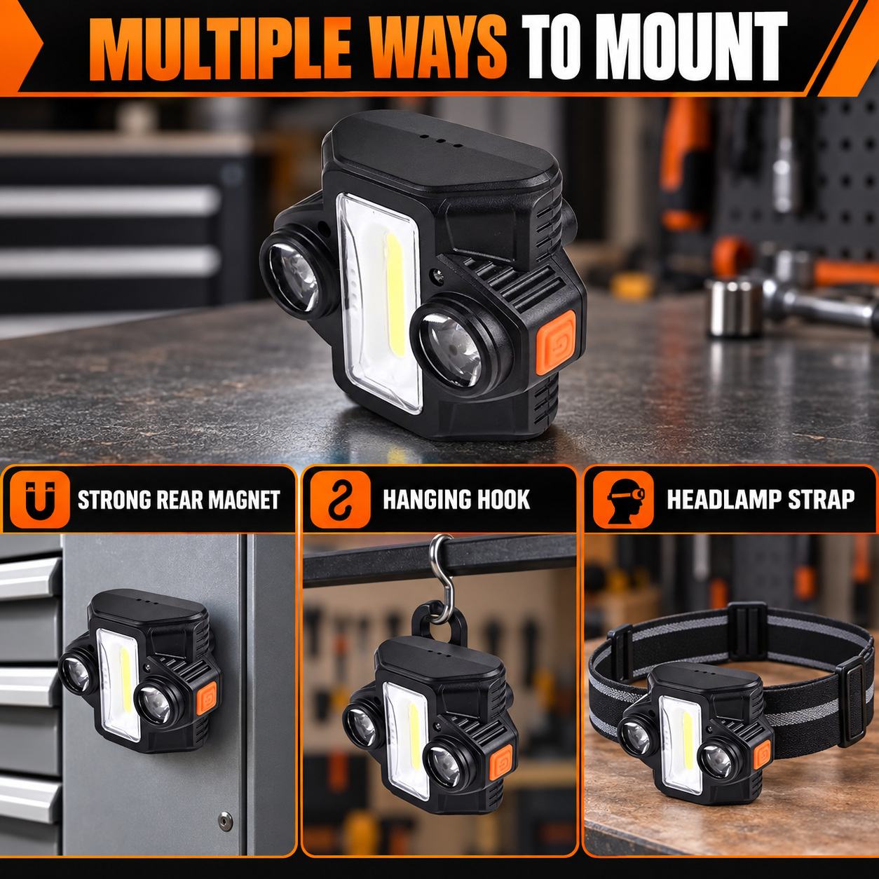 Rechargeable Motion Sensor Magnetic Battery Display LED Work Light 10W Hanging Hook W661 4 Hour photo 6