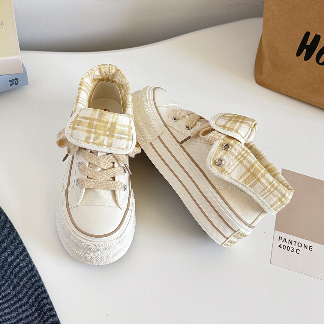 2025 New Korean Style Women's Platform Canvas Shoes, Two Ways To Wear, Summer Thin Breathable High-Top Casual Sneakers photo 2