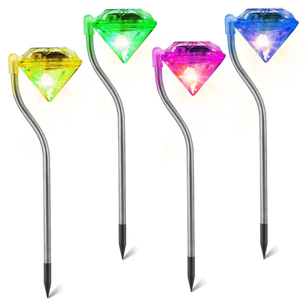 4Pcs Solar Garden Light Outdoor Diamond LED Light IP65 Waterproof photo 1