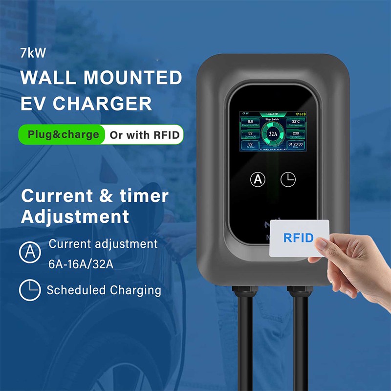 32A 7kW EV Charger Type 2 Smart Electric Car Charging Station 5m Cable APP Card photo 2
