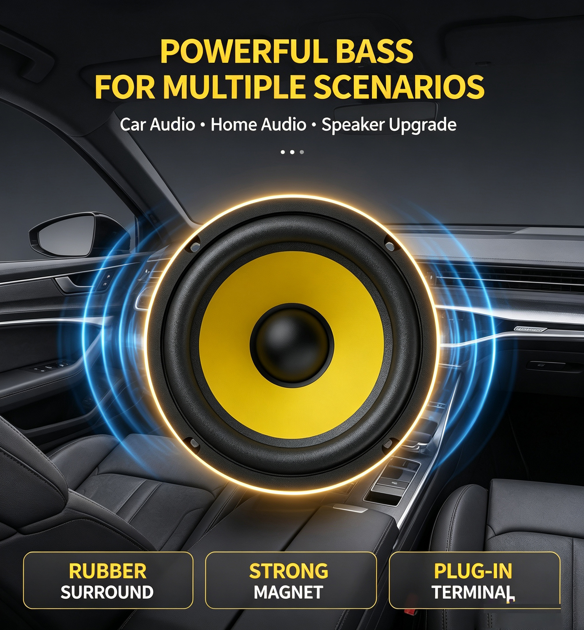 4 5 6.5 8 10 12 Inch Car Subwoofer Speaker  Heavy Bass Audio Loudspeaker For Car Stereo Modification photo 1