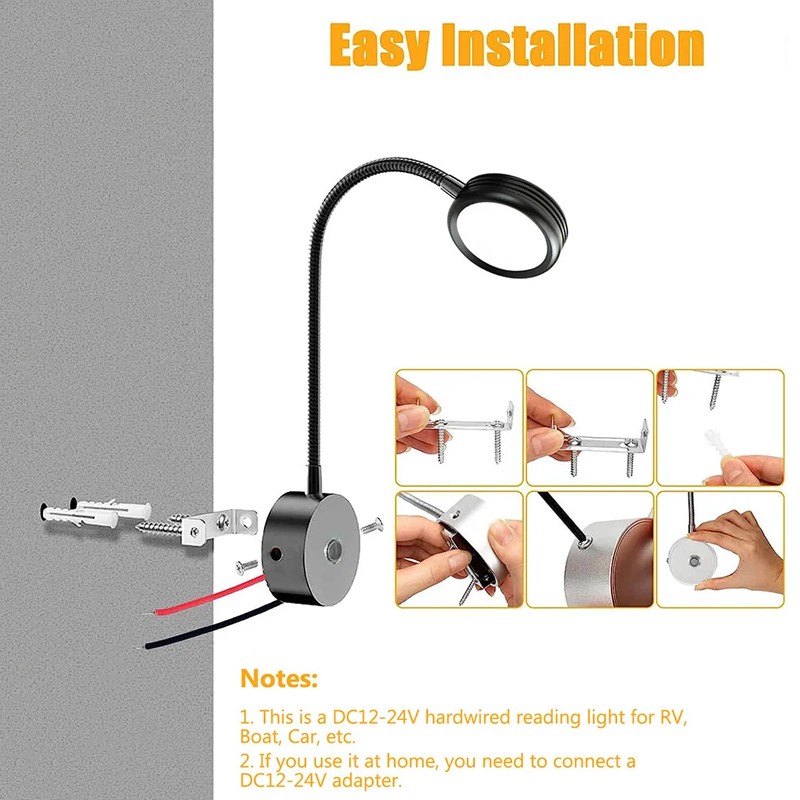 12V LED Touch Dimmable USB Spot Reading Light Motorhome Campervan Caravan Boat photo 2