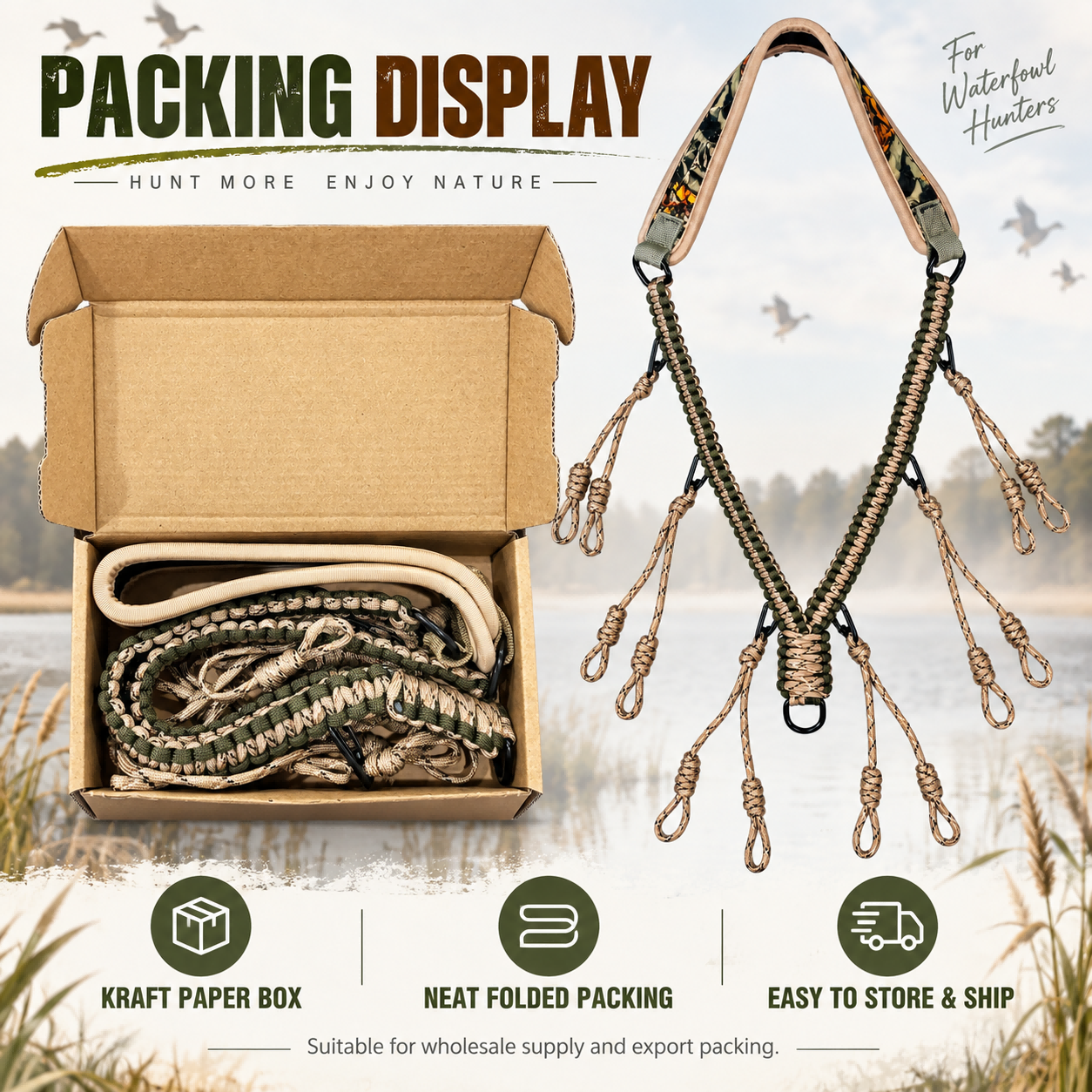 Hand Braided Nylon Duck Call Lanyard Drop Loops Durable Quick Release Lightweight High Pressure Waterfowl Hunting Call Holder photo 3
